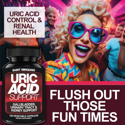 Saint Mingiano Uric Acid Flush for Gout Support -120 Capsules - Supports Kidney Cleanse Detox & Repair, Gallbladder & Urinary Tract Issues - Essential for Detox & Joint Support - Cranberry Extract - dailyvitalstore