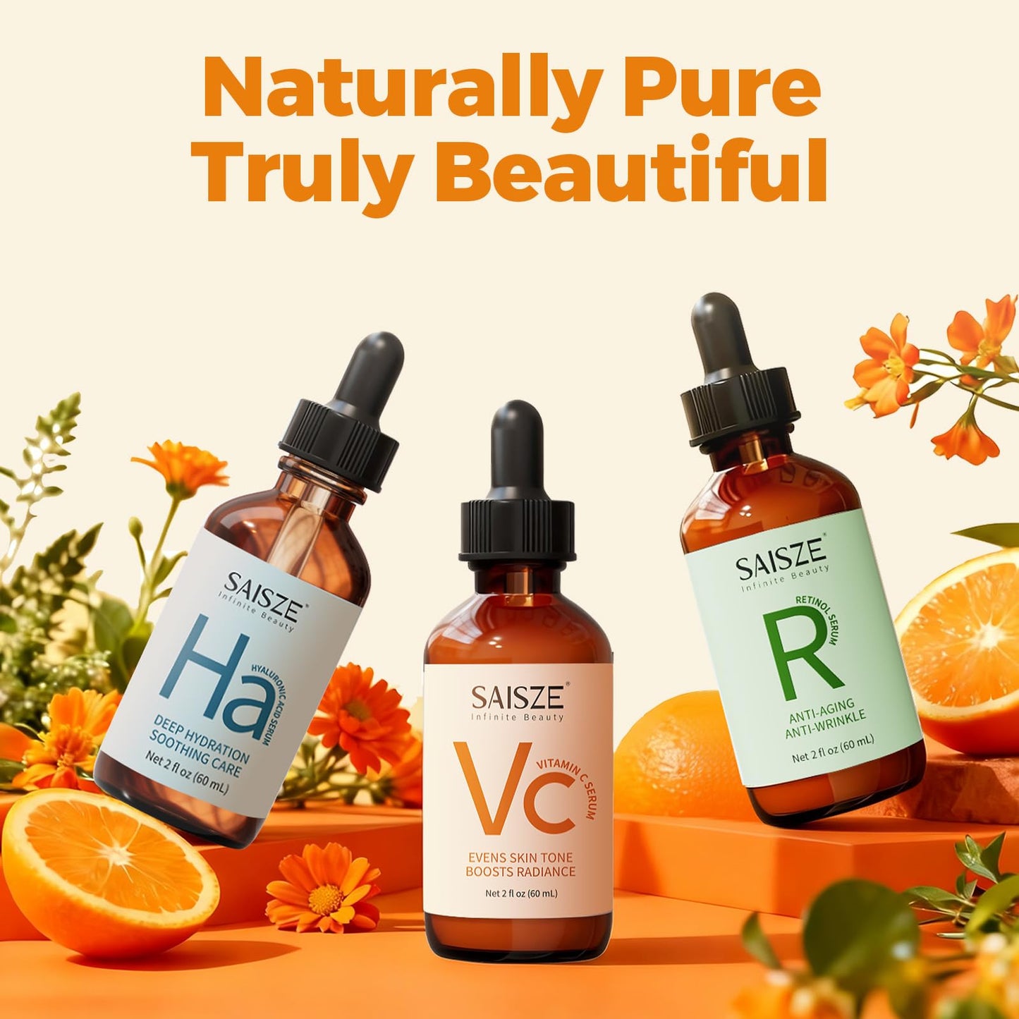 SAISZE Vitamin C Serum for Face, Facial Serum for Dark Spot, Skin Care Gifts for Women, Mothers Day gifts, Anti Aging with Vitamin C, Hyaluronic Acid, 60ml - dailyvitalstore