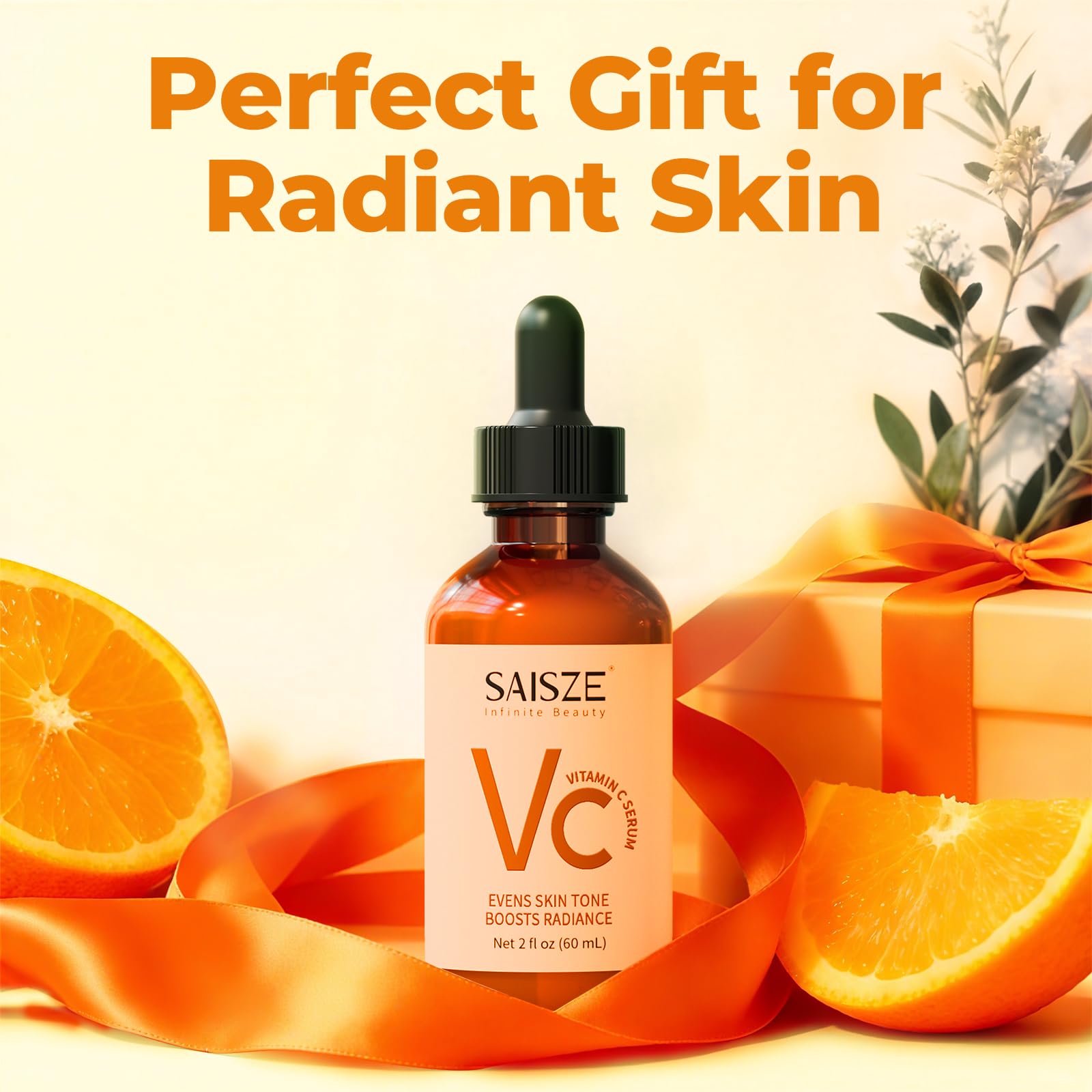 SAISZE Vitamin C Serum for Face, Facial Serum for Dark Spot, Skin Care Gifts for Women, Mothers Day gifts, Anti Aging with Vitamin C, Hyaluronic Acid, 60ml - dailyvitalstore