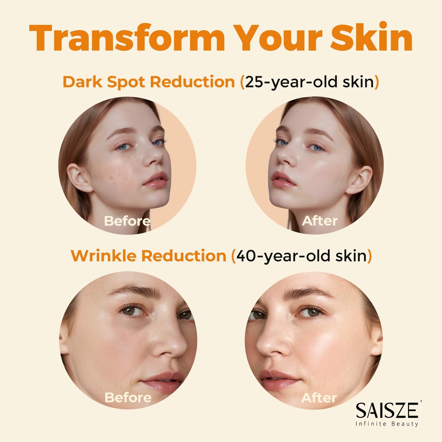 SAISZE Vitamin C Serum for Face, Facial Serum for Dark Spot, Skin Care Gifts for Women, Mothers Day gifts, Anti Aging with Vitamin C, Hyaluronic Acid, 60ml - dailyvitalstore