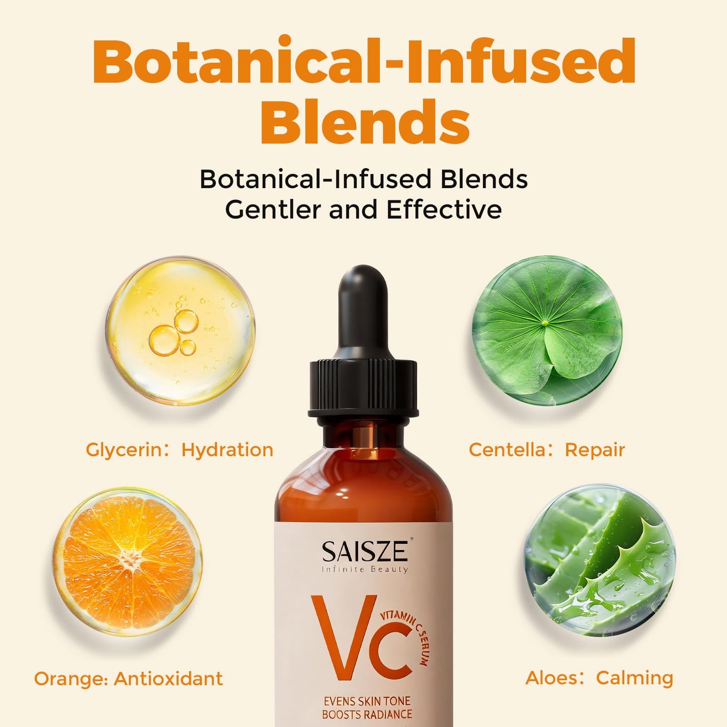 SAISZE Vitamin C Serum for Face, Facial Serum for Dark Spot, Skin Care Gifts for Women, Mothers Day gifts, Anti Aging with Vitamin C, Hyaluronic Acid, 60ml - dailyvitalstore