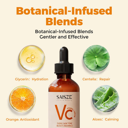 SAISZE Vitamin C Serum for Face, Facial Serum for Dark Spot, Skin Care Gifts for Women, Mothers Day gifts, Anti Aging with Vitamin C, Hyaluronic Acid, 60ml - dailyvitalstore