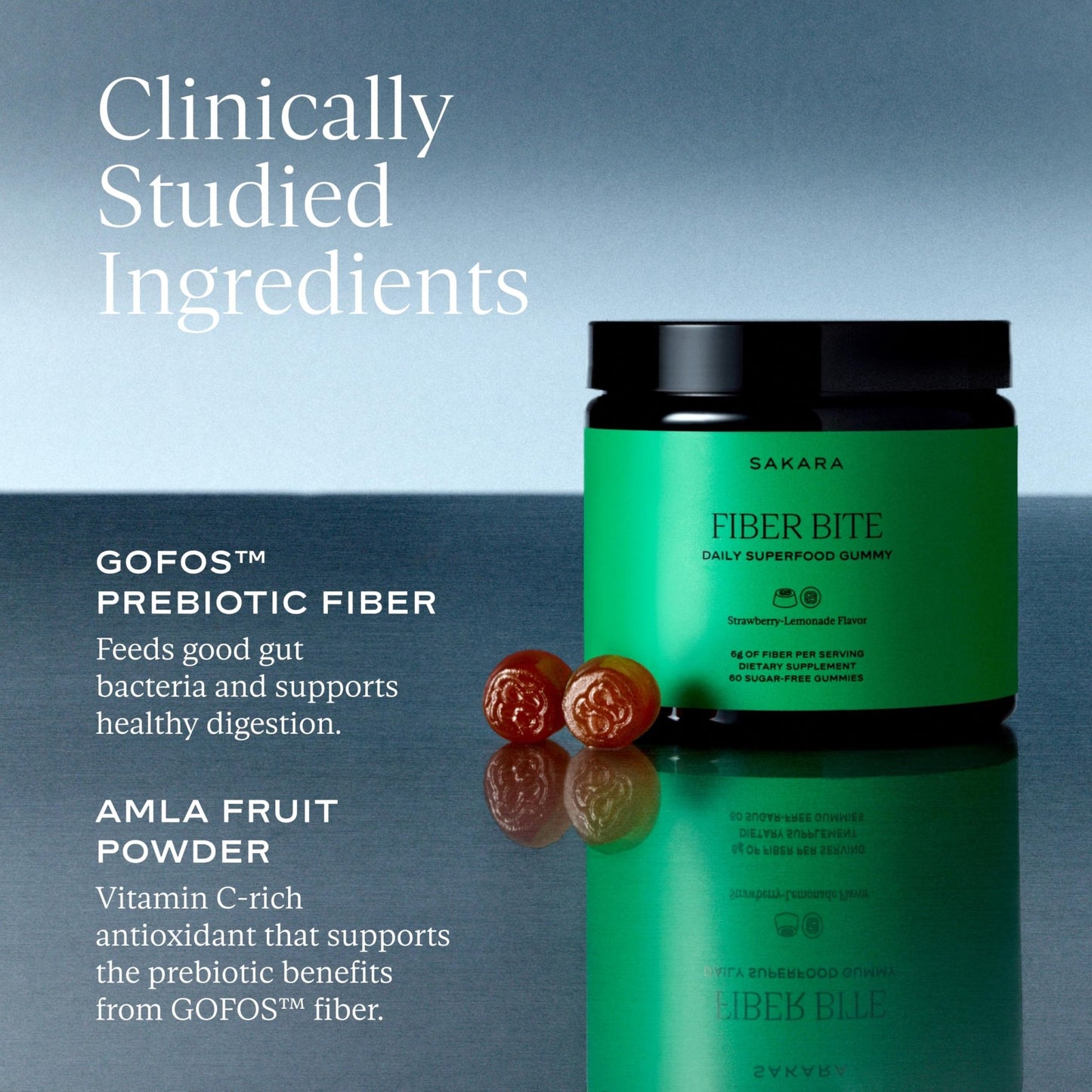 SAKARA Fiber Gummies for Gut Health & Digestive Support | 6g Prebiotic Fiber | Sugar-Free, Plant-Based | Strawberry Lemonade | 60 Count - dailyvitalstore