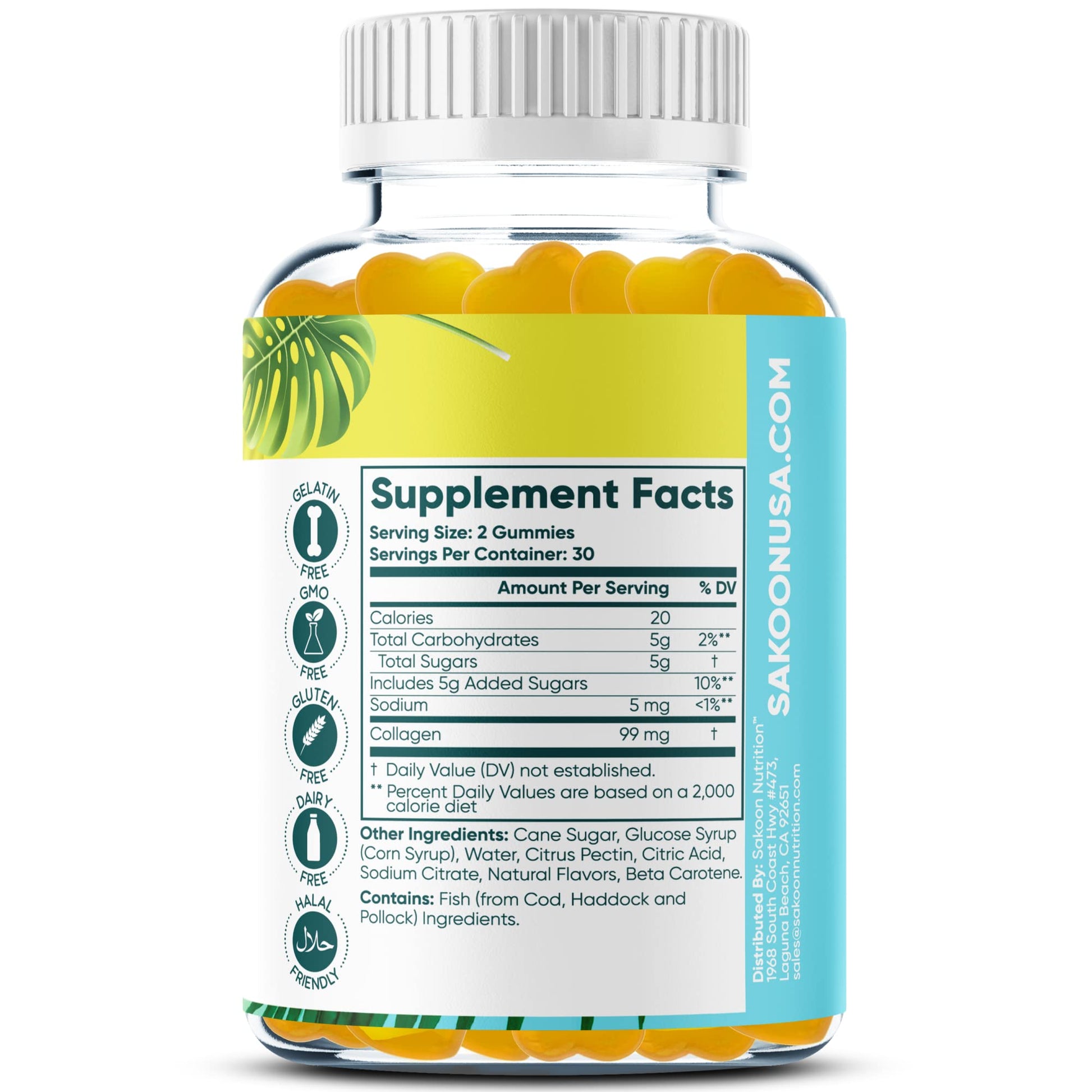 Sakoon nutrition Halal Collagen Gummies for Women and Men - Anti Aging, Hair Growth, Skin Care & Strong Nails Protein Collagen Supplements - Non-GMO, Gluten Free - Made in USA - dailyvitalstore