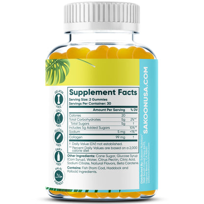 Sakoon nutrition Halal Collagen Gummies for Women and Men - Anti Aging, Hair Growth, Skin Care & Strong Nails Protein Collagen Supplements - Non-GMO, Gluten Free - Made in USA - dailyvitalstore