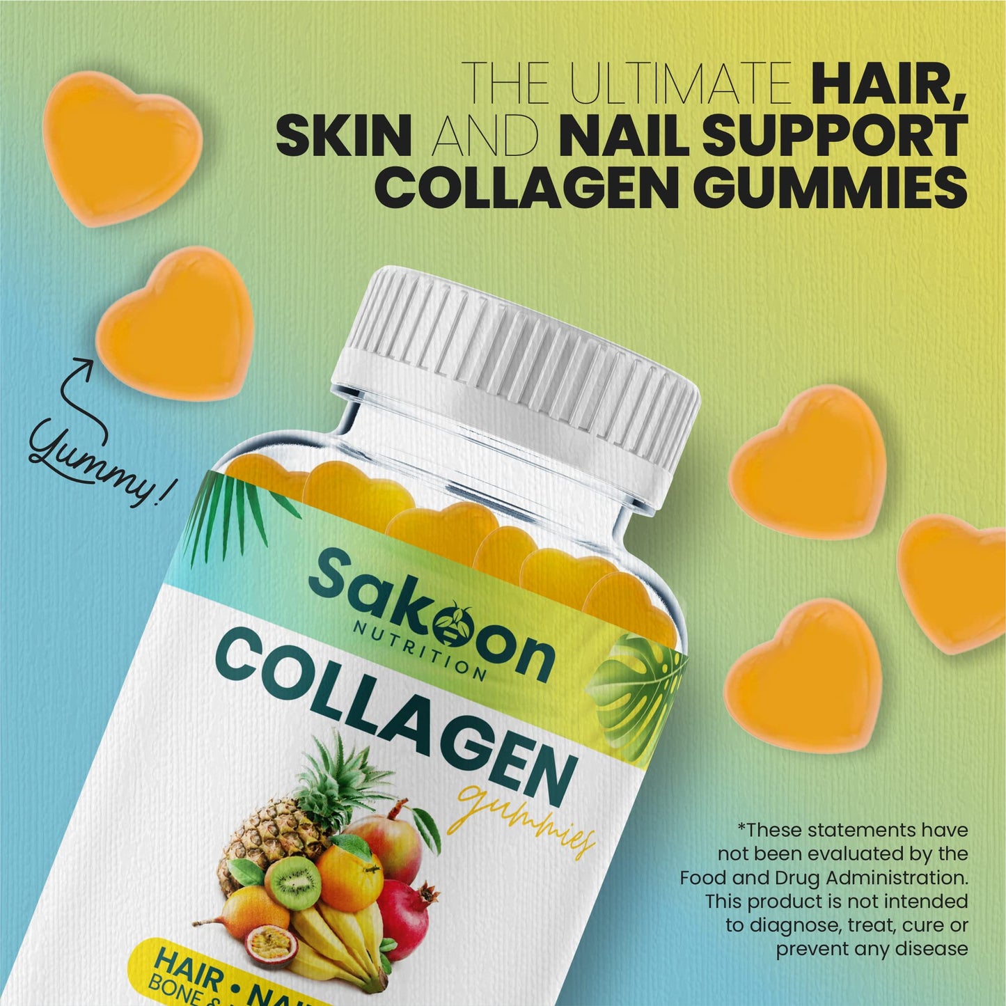 Sakoon nutrition Halal Collagen Gummies for Women and Men - Anti Aging, Hair Growth, Skin Care & Strong Nails Protein Collagen Supplements - Non-GMO, Gluten Free - Made in USA - dailyvitalstore