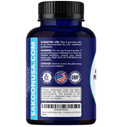Sakoon nutrition Men's Multivitamin Gummies with Probiotics and Prebiotics, Adult Multivitamin A, C, D, E, B & More - dailyvitalstore