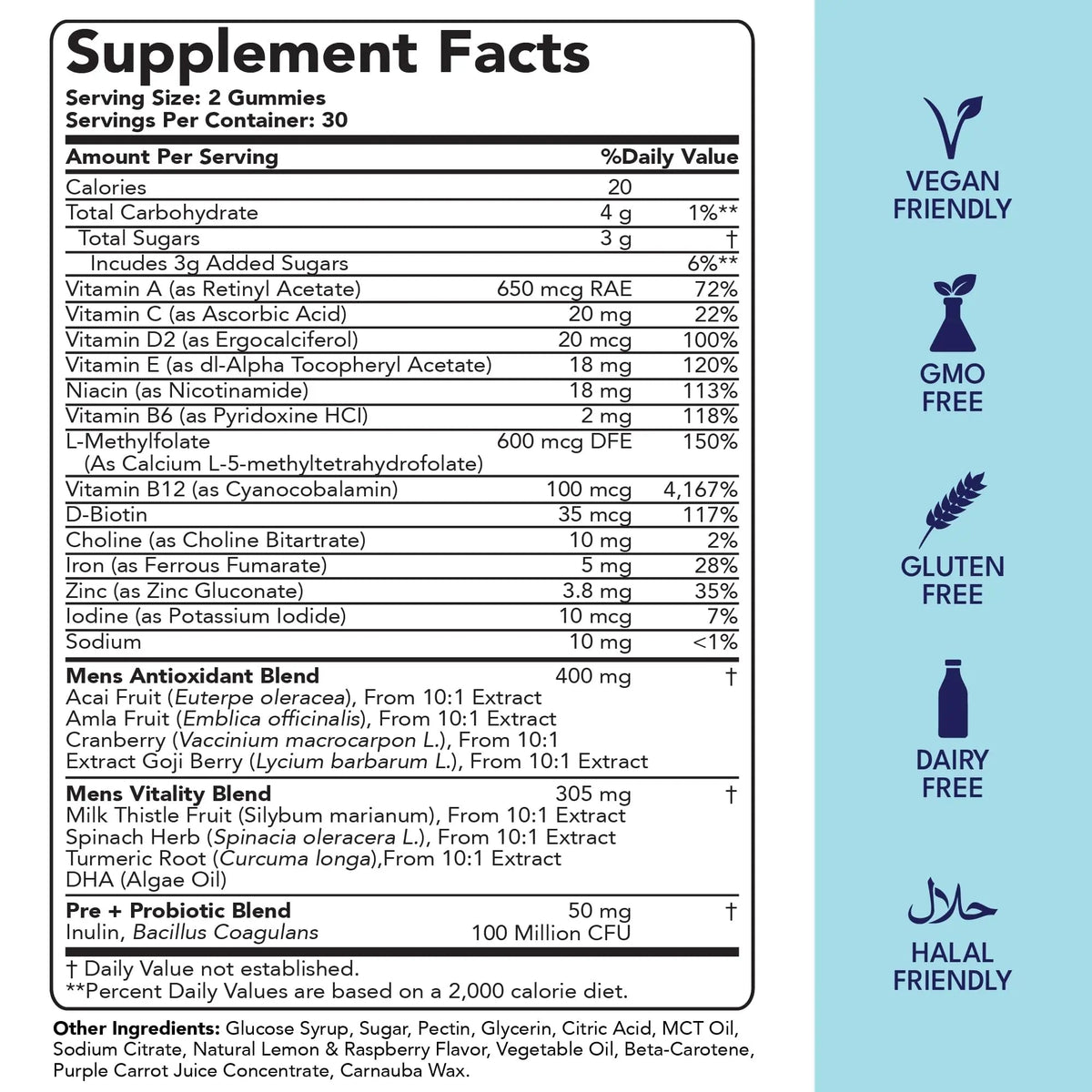 Sakoon nutrition Men's Multivitamin Gummies with Probiotics and Prebiotics, Adult Multivitamin A, C, D, E, B & More - dailyvitalstore