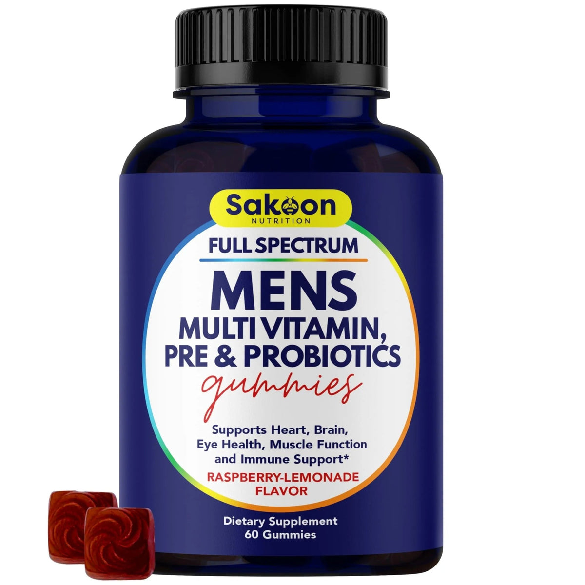 Sakoon nutrition Men's Multivitamin Gummies with Probiotics and Prebiotics, Adult Multivitamin A, C, D, E, B & More - dailyvitalstore