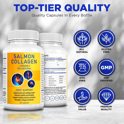Salcoll Premium Marine Collagen Capsules, 120 Count, Fish Collagen Supplement for Joint Support, Skin, Hair & Nails - dailyvitalstore