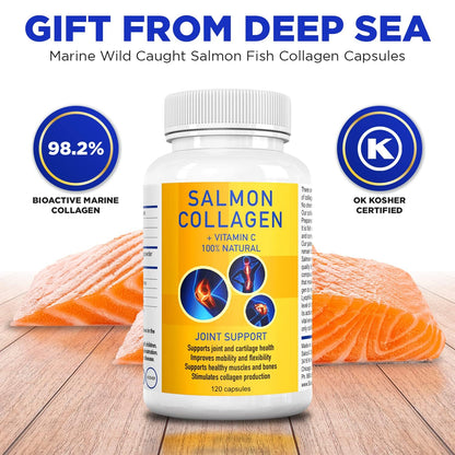 Salcoll Premium Marine Collagen Capsules, 120 Count, Fish Collagen Supplement for Joint Support, Skin, Hair & Nails - dailyvitalstore