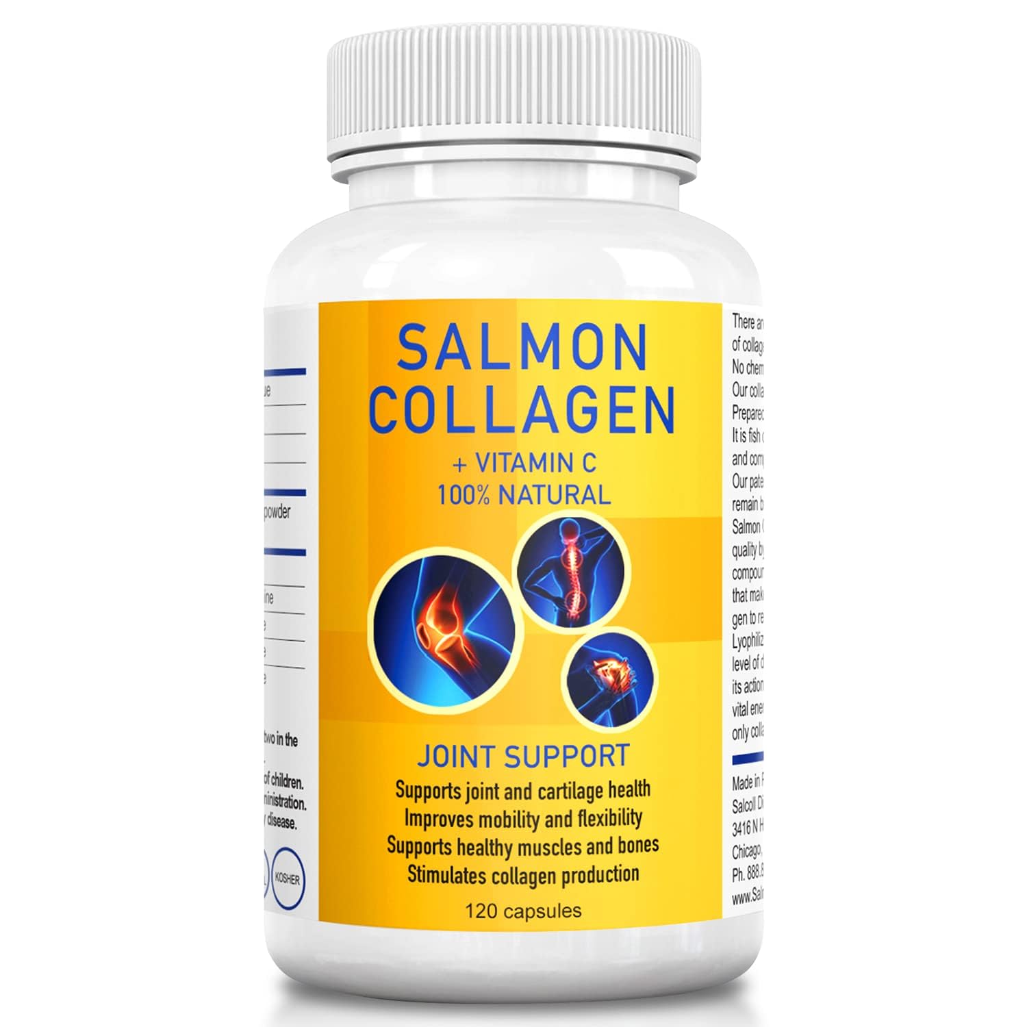 Salcoll Premium Marine Collagen Capsules, 120 Count, Fish Collagen Supplement for Joint Support, Skin, Hair & Nails - dailyvitalstore