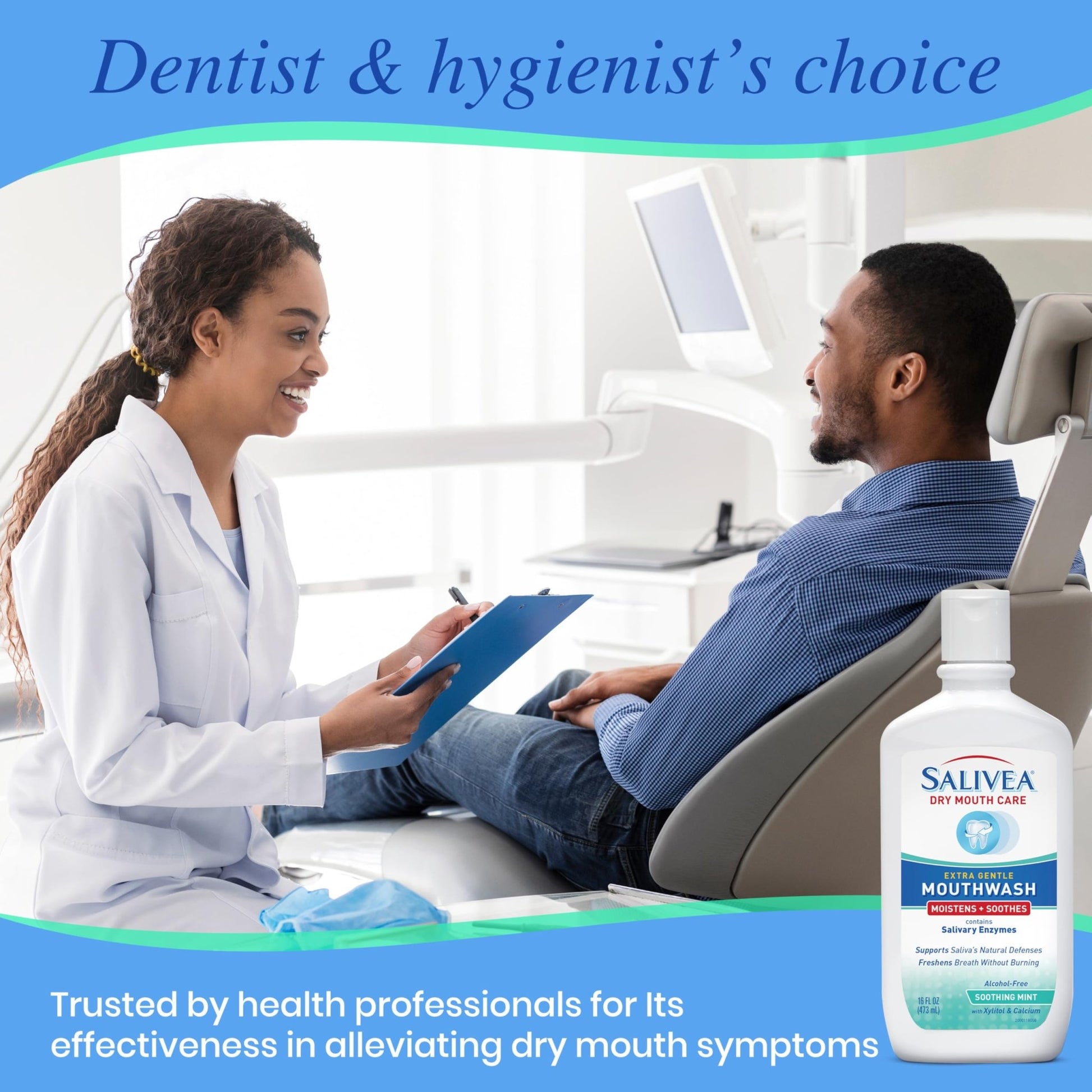 SALIVEA Dry Mouth Mouthwash - Soothing Mint Mouthwash with Natural Salivary Enzymes - Breath Freshener & Dry Mouth Care - dailyvitalstore