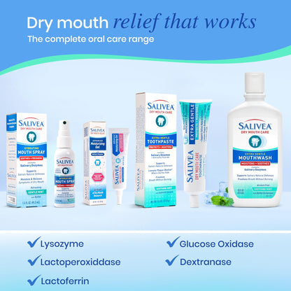 SALIVEA Dry Mouth Mouthwash - Soothing Mint Mouthwash with Natural Salivary Enzymes - Breath Freshener & Dry Mouth Care - dailyvitalstore
