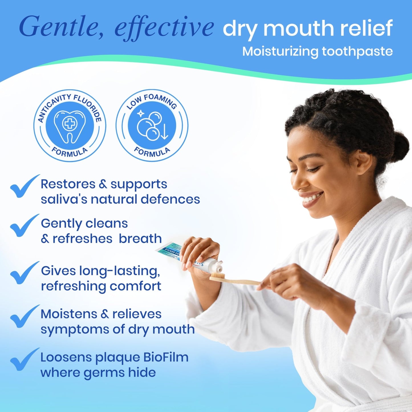 SALIVEA Dry Mouth Toothpaste (2 Pack) — 4.3 oz Each, Anticavity Fluoride, Natural Salivary Enzymes, Xylitol & Calcium, SLS-Free, - dailyvitalstore