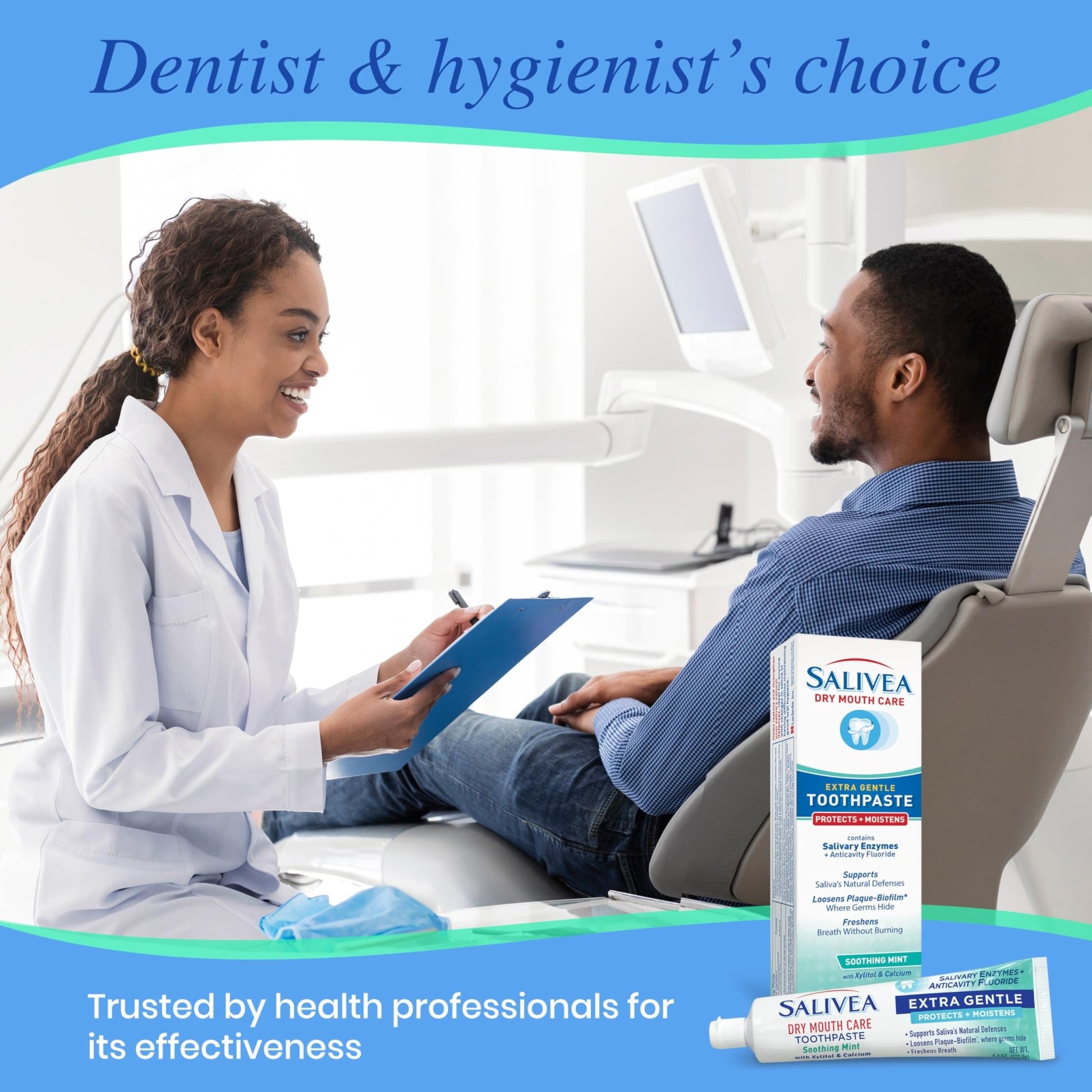 SALIVEA Dry Mouth Toothpaste (2 Pack) — 4.3 oz Each, Anticavity Fluoride, Natural Salivary Enzymes, Xylitol & Calcium, SLS-Free, - dailyvitalstore