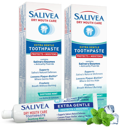 SALIVEA Dry Mouth Toothpaste (2 Pack) — 4.3 oz Each, Anticavity Fluoride, Natural Salivary Enzymes, Xylitol & Calcium, SLS-Free, - dailyvitalstore