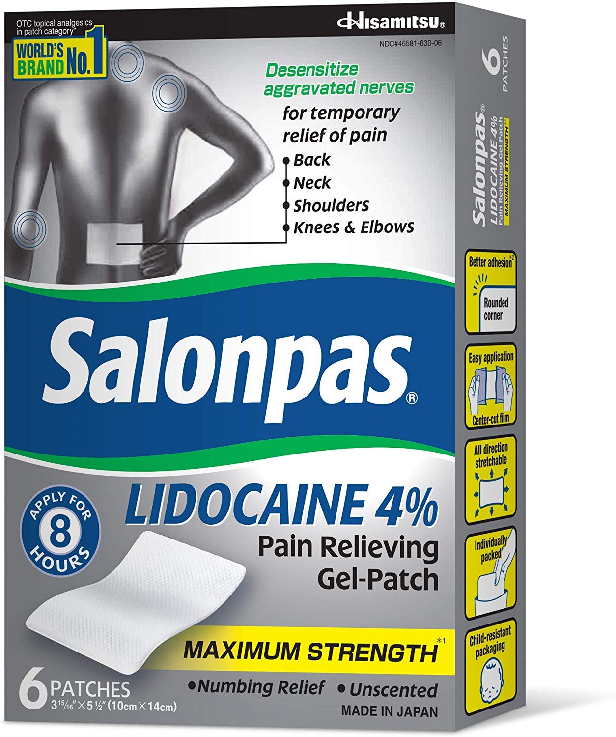 Salonpas LIDOCAINE (5 Pack Bundle) Pain Relieving Maximum Strength Gel Patch! - dailyvitalstore