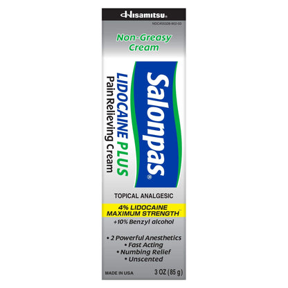 Salonpas Lidocaine Plus Pain Relieving Cream, 3 Ounce Tube - dailyvitalstore