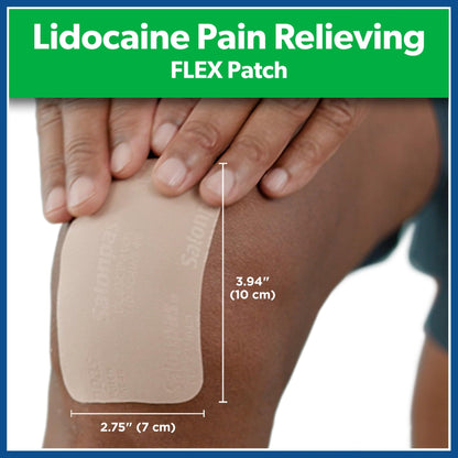 Salonpas Maximum OTC Strength Lidocaine 4% Pain Relieving Flex Patch, Apply for Up to 8 Hours, Unscented, Thin, Flexible, Lightweight, Patch Stays in Place, 7 Patches - dailyvitalstore
