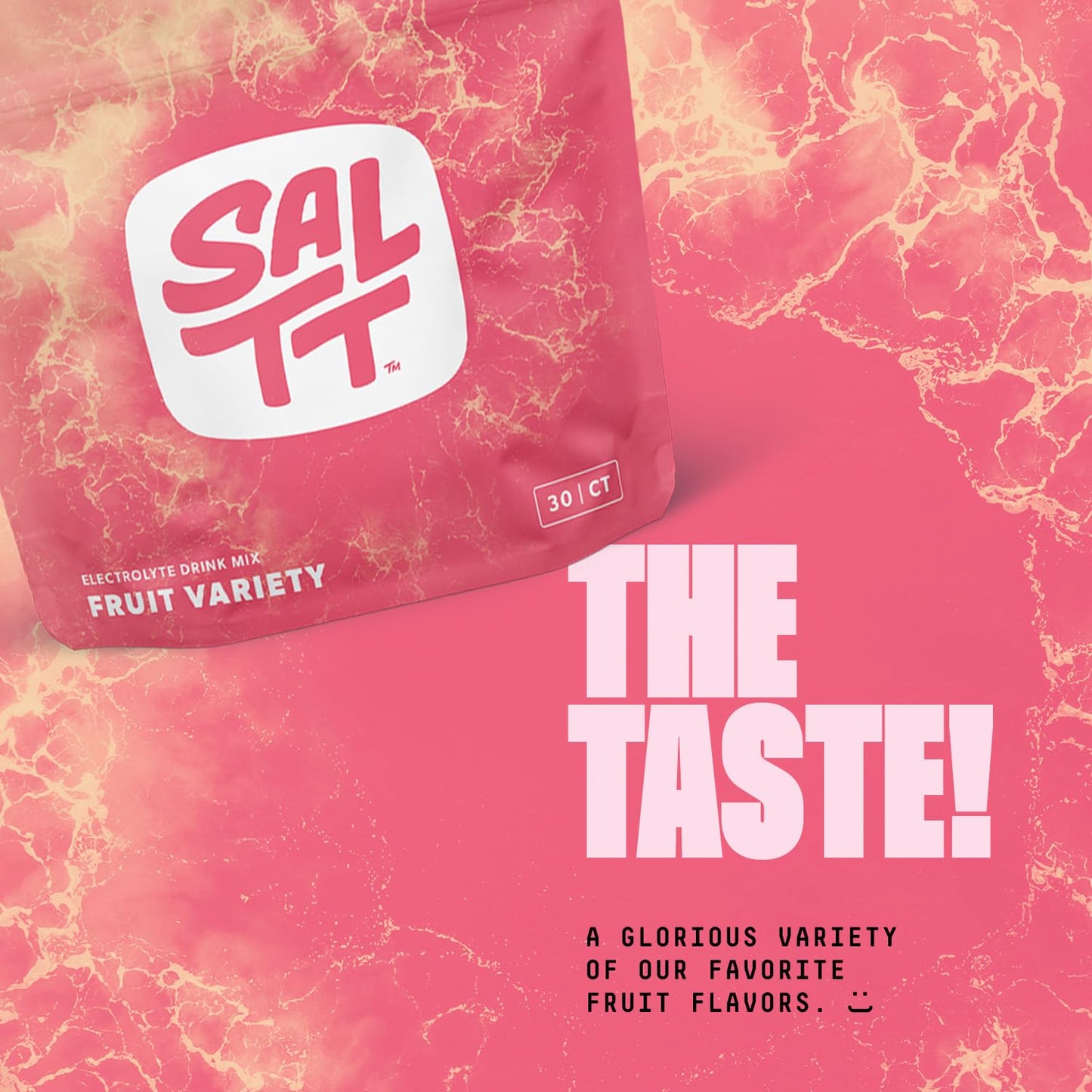 SALTT Electrolytes Powder Packets, Fruit Variety Pack (30 Packets) - Magnesium, Potassium, Sodium, Trace Minerals - Vegan, Sugar Free, Gluten Free - Travel Essentials - Made in USA - dailyvitalstore