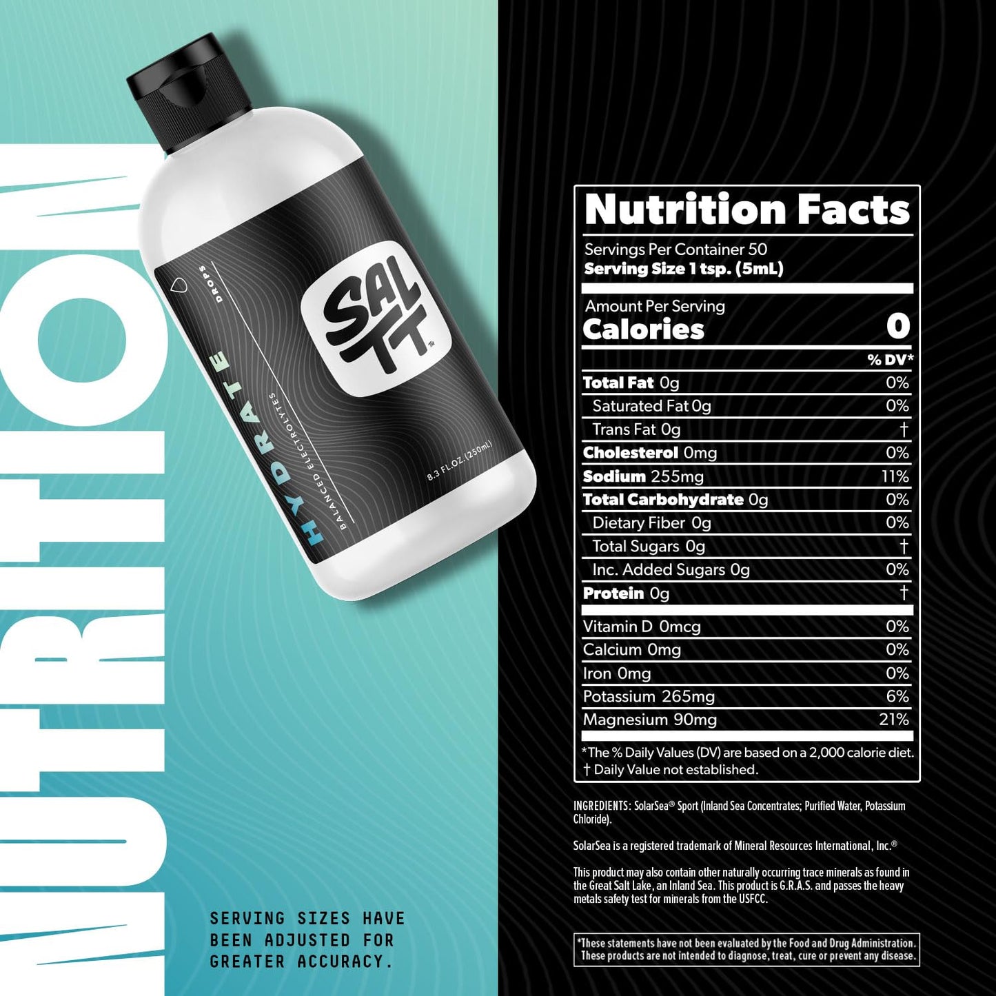 SALTT - Hydrate (8.3 oz) - Electrolytes Drops - Energy Boost - Sodium, Potassium, Magnesium, Zinc, Copper - Unflavored - Ultra Low Carb - Zero Sugar, Vegan, Gluten Free, Non GMO - By Keto Chow - dailyvitalstore