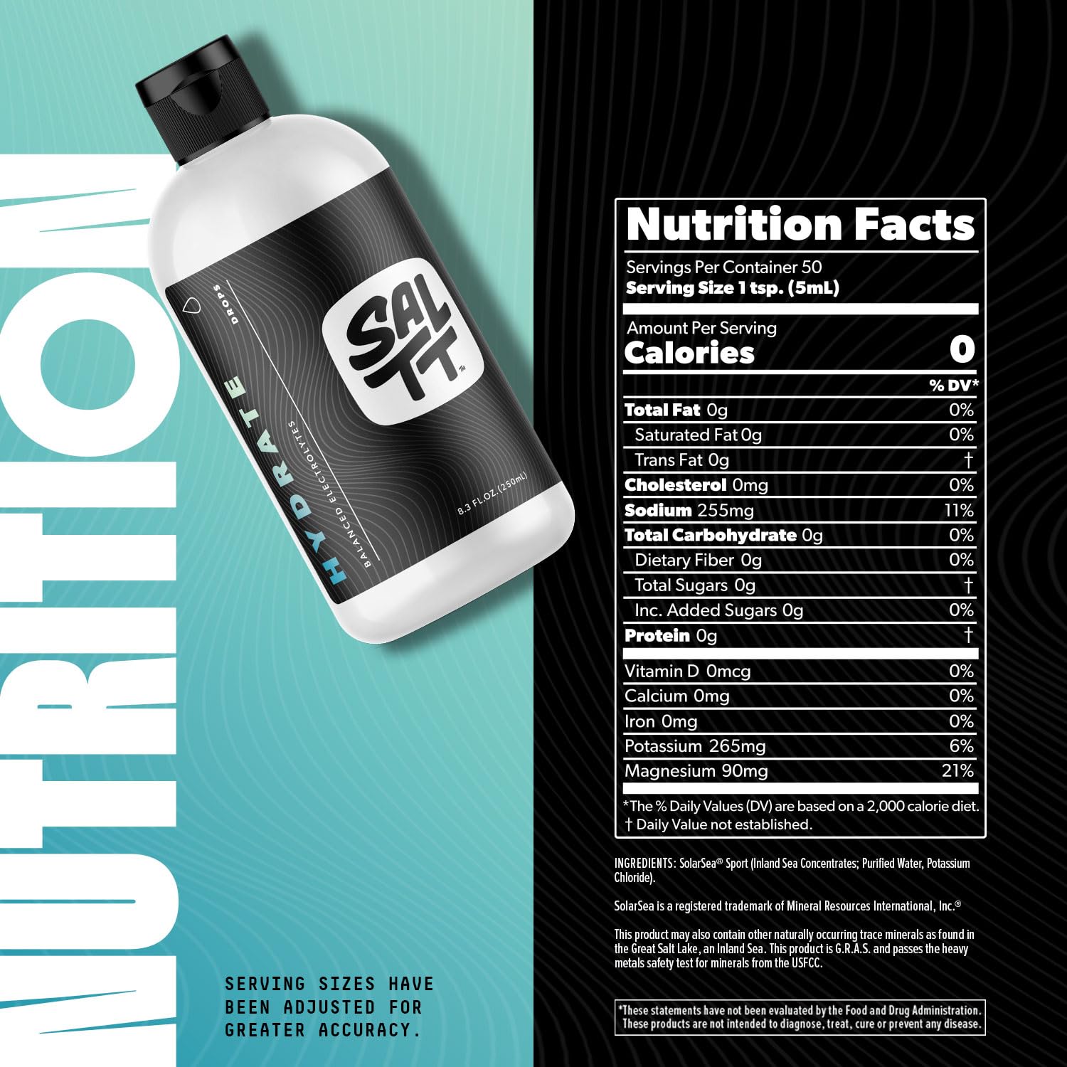 SALTT - Hydrate (8.3 oz) - Electrolytes Drops - Energy Boost - Sodium, Potassium, Magnesium, Zinc, Copper - Unflavored - Ultra Low Carb - Zero Sugar, Vegan, Gluten Free, Non GMO - By Keto Chow - dailyvitalstore