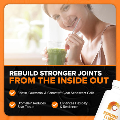 SaltWrap Remodel Clinic - Joint Remodeling Supplement for Senescent Cell Removal and Scar Tissue - Improve Mobility, Reduce Connective Tissue Stiffness - Fisetin, Quercetin, Bromelain - 60 Capsules - dailyvitalstore