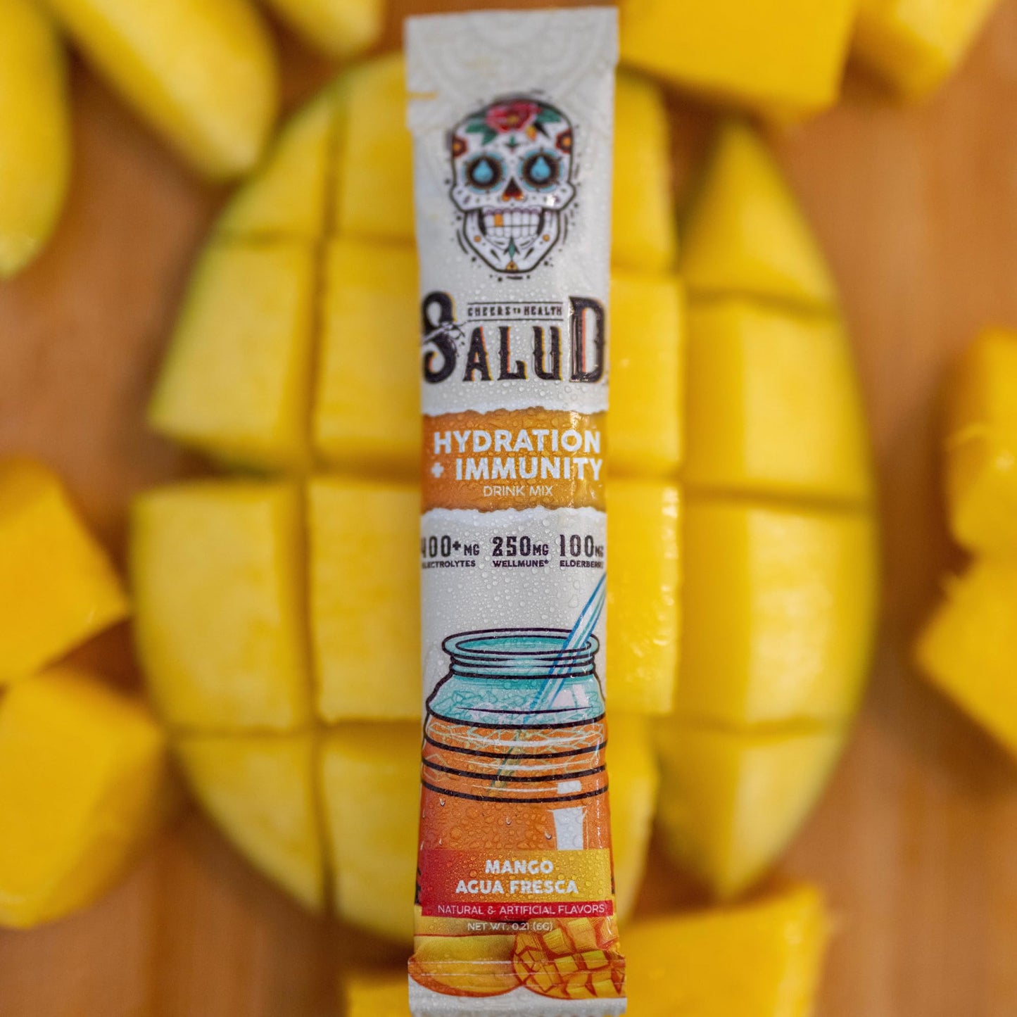 Salud 2-in-1 Hydration Packets + Immunity Electrolytes Powder, Mango - Agua Fresca Drink Mix, Elderberry, Dairy & Soy Free, Non-GMO, Gluten Free, - dailyvitalstore
