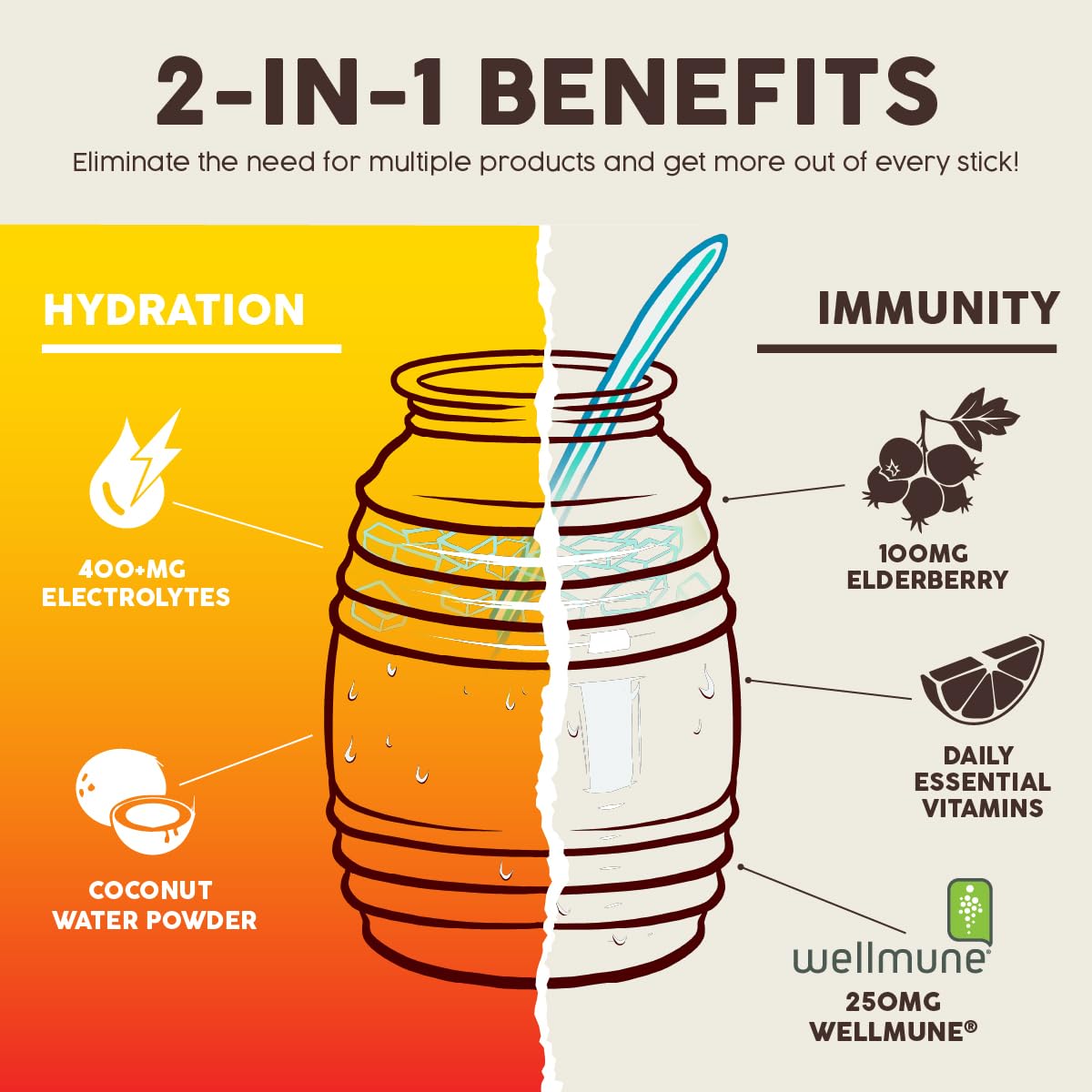 Salud 2-in-1 Hydration Packets + Immunity Electrolytes Powder, Mango - Agua Fresca Drink Mix, Elderberry, Dairy & Soy Free, Non-GMO, Gluten Free, - dailyvitalstore