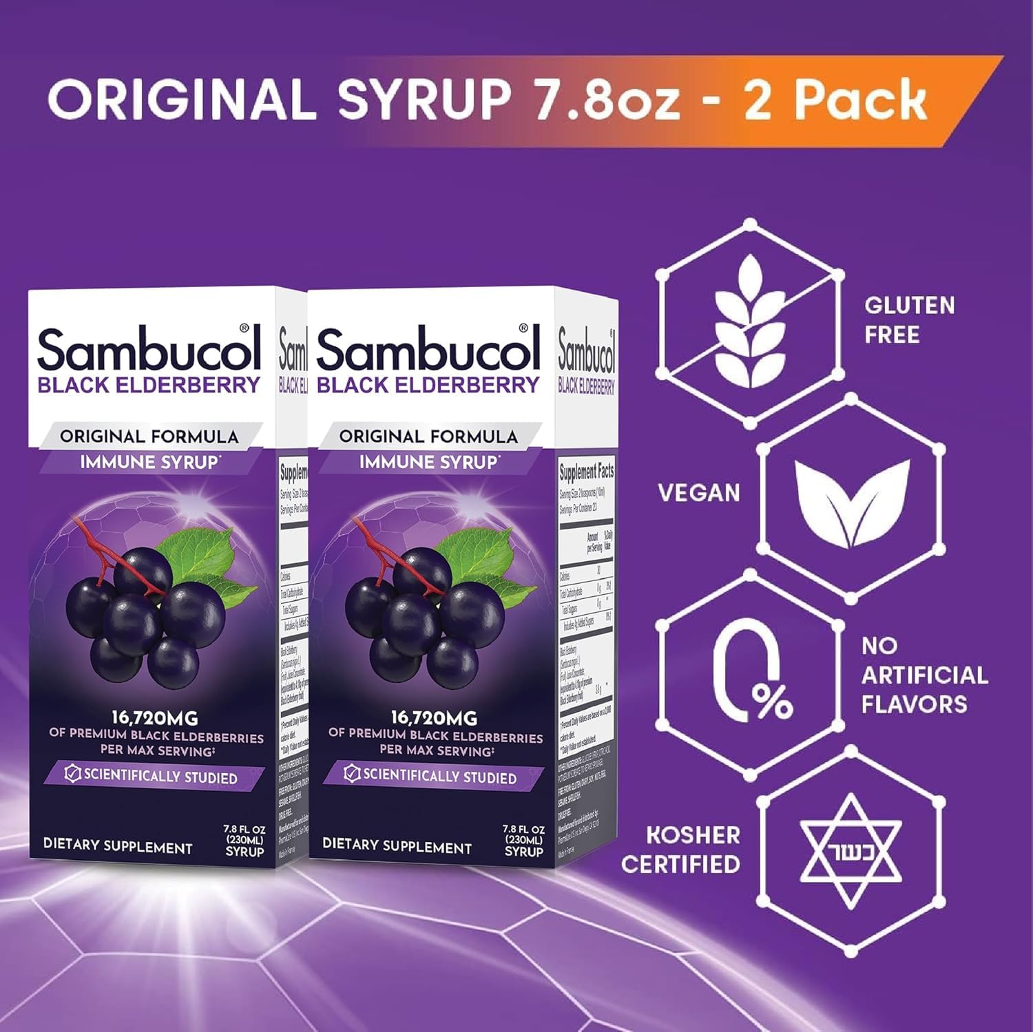 Sambucol Black Elderberry Syrup - Black Elderberry Liquid, Immune Support for Kids and Adults, High Antioxidants, Gluten Free - dailyvitalstore