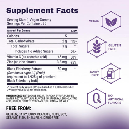 Sambucol Elderberry Gummies - Immune Support Supplement for Adults & Kids with Vitamin C & Zinc, Sambucol Elderberry - dailyvitalstore