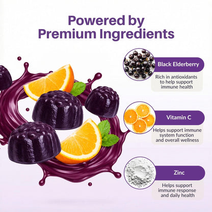 Sambucol Elderberry Gummies - Immune Support Supplement for Adults & Kids with Vitamin C & Zinc, Sambucol Elderberry - dailyvitalstore
