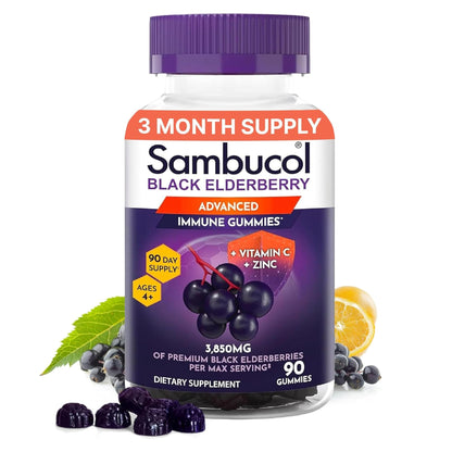 Sambucol Elderberry Gummies - Immune Support Supplement for Adults & Kids with Vitamin C & Zinc, Sambucol Elderberry - dailyvitalstore