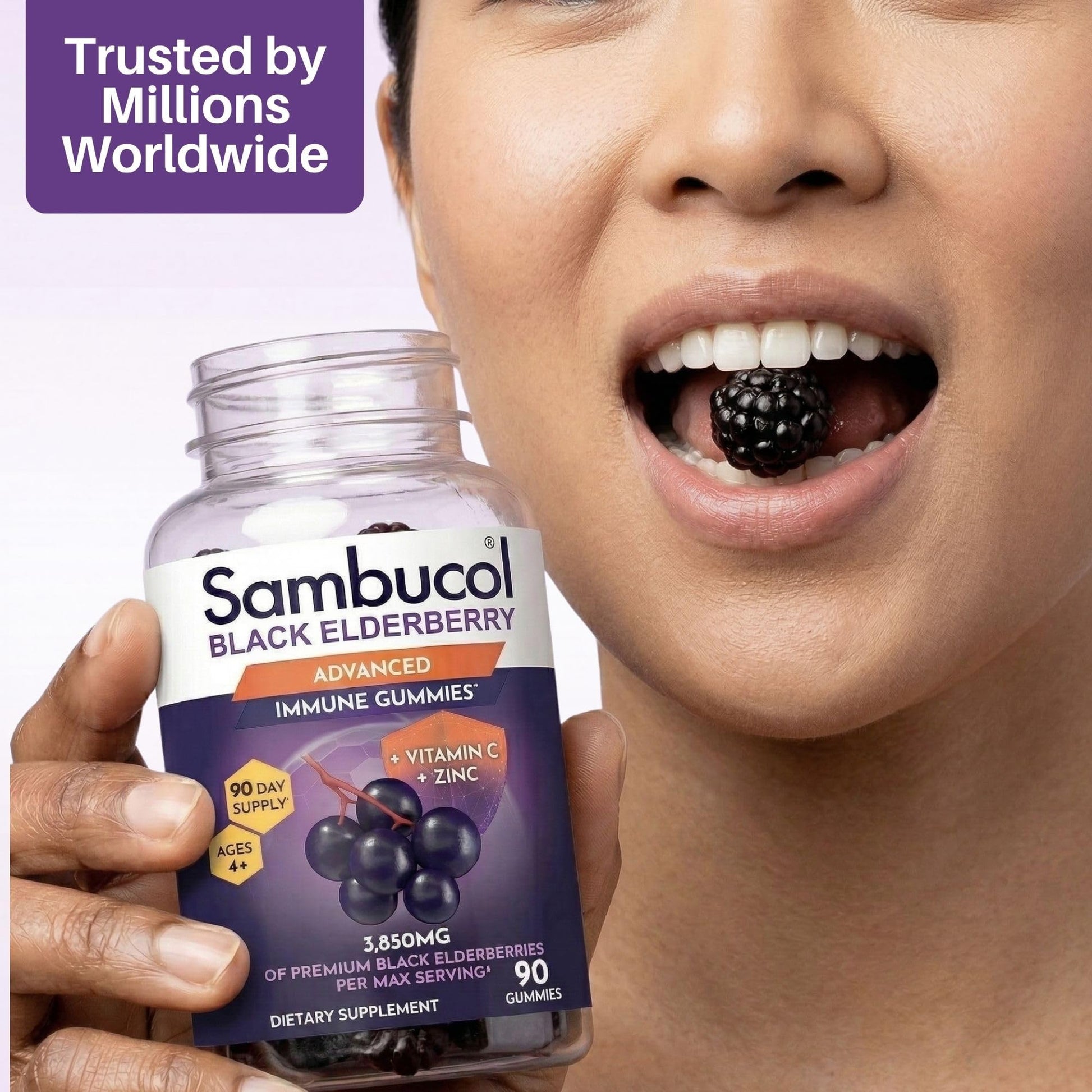 Sambucol Elderberry Gummies - Immune Support Supplement for Adults & Kids with Vitamin C & Zinc, Sambucol Elderberry - dailyvitalstore