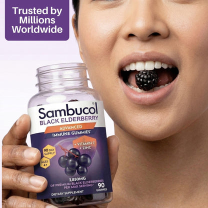Sambucol Elderberry Gummies - Immune Support Supplement for Adults & Kids with Vitamin C & Zinc, Sambucol Elderberry - dailyvitalstore