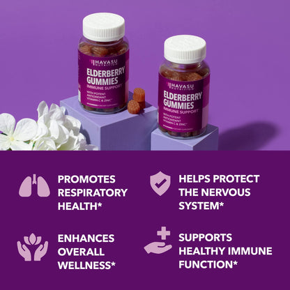 Sambucus Elderberry Gummies for Adults - Immune Support Supplement with Vitamin C and Zinc - Enhanced Formula for Daily Defense - 60 Count - dailyvitalstore