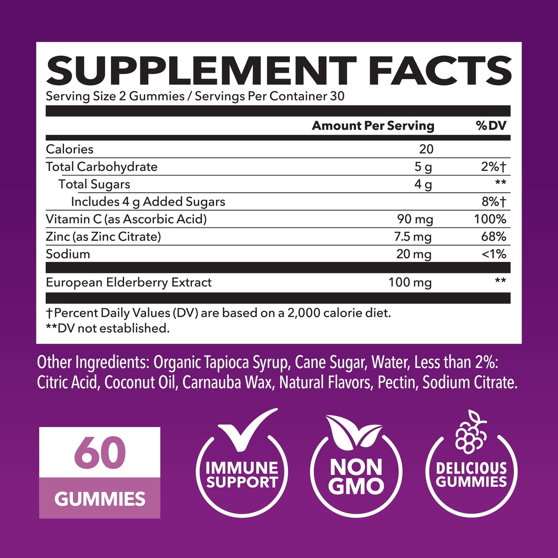 Sambucus Elderberry Gummies for Adults - Immune Support Supplement with Vitamin C and Zinc - Enhanced Formula for Daily Defense - 60 Count - dailyvitalstore