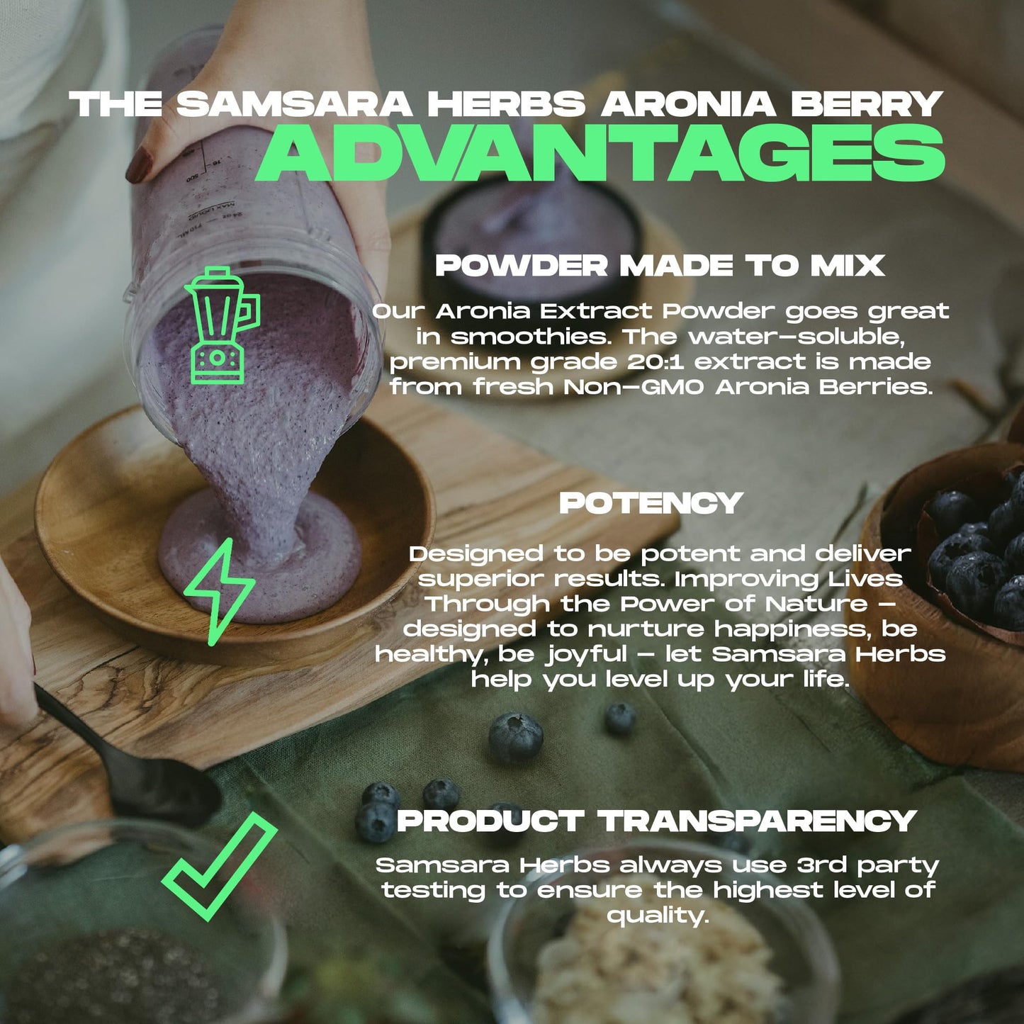 Samsara Herbs Aronia Berry 20:1 Extract Powder (16oz/454g) - Antioxidant, Flavonoids and Polyphenols Supplement - High ORAC - Native American Berry - Improved Wellbeing - dailyvitalstore