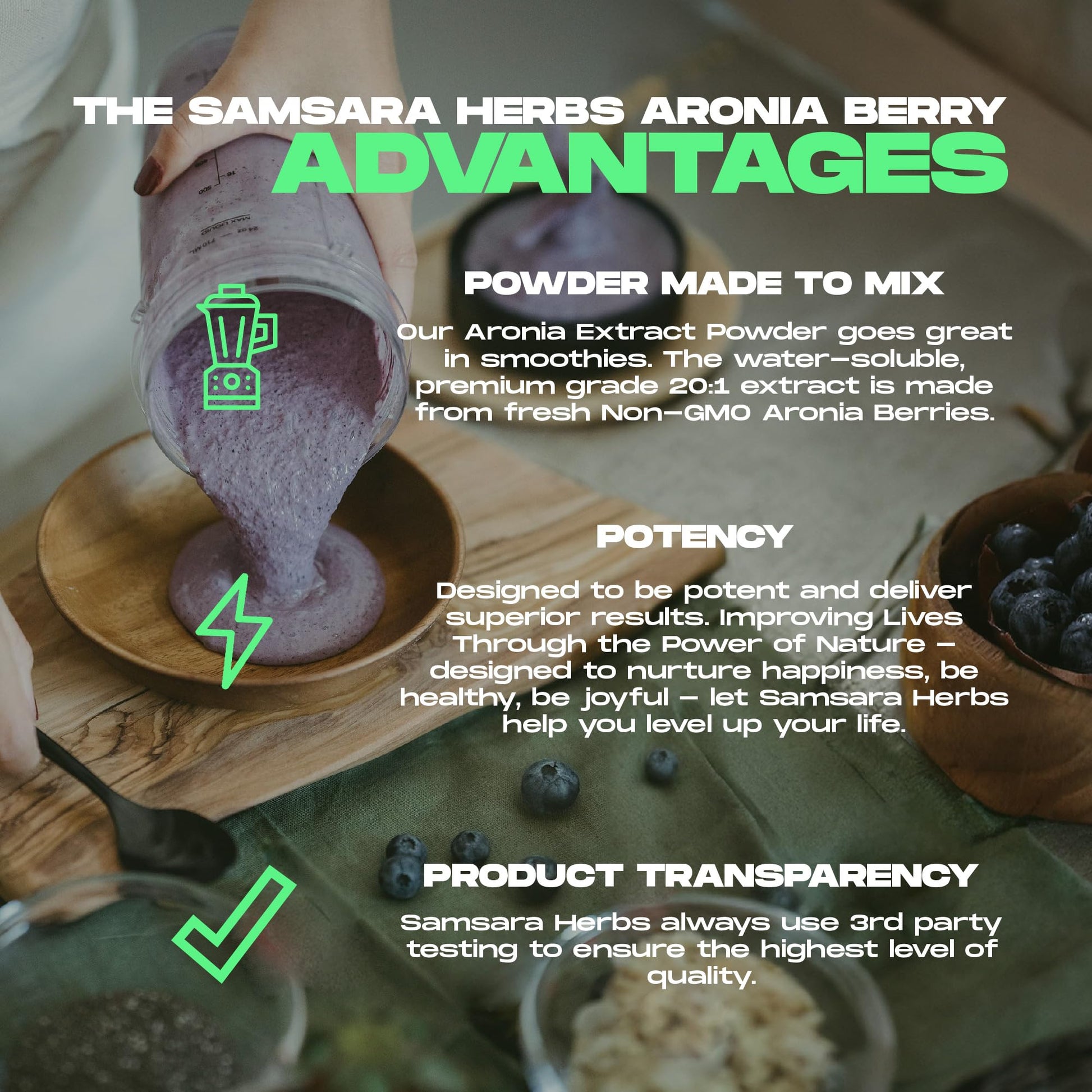 Samsara Herbs Aronia Berry 20:1 Extract Powder (16oz/454g) - Antioxidant, Flavonoids and Polyphenols Supplement - High ORAC - Native American Berry - Improved Wellbeing - dailyvitalstore