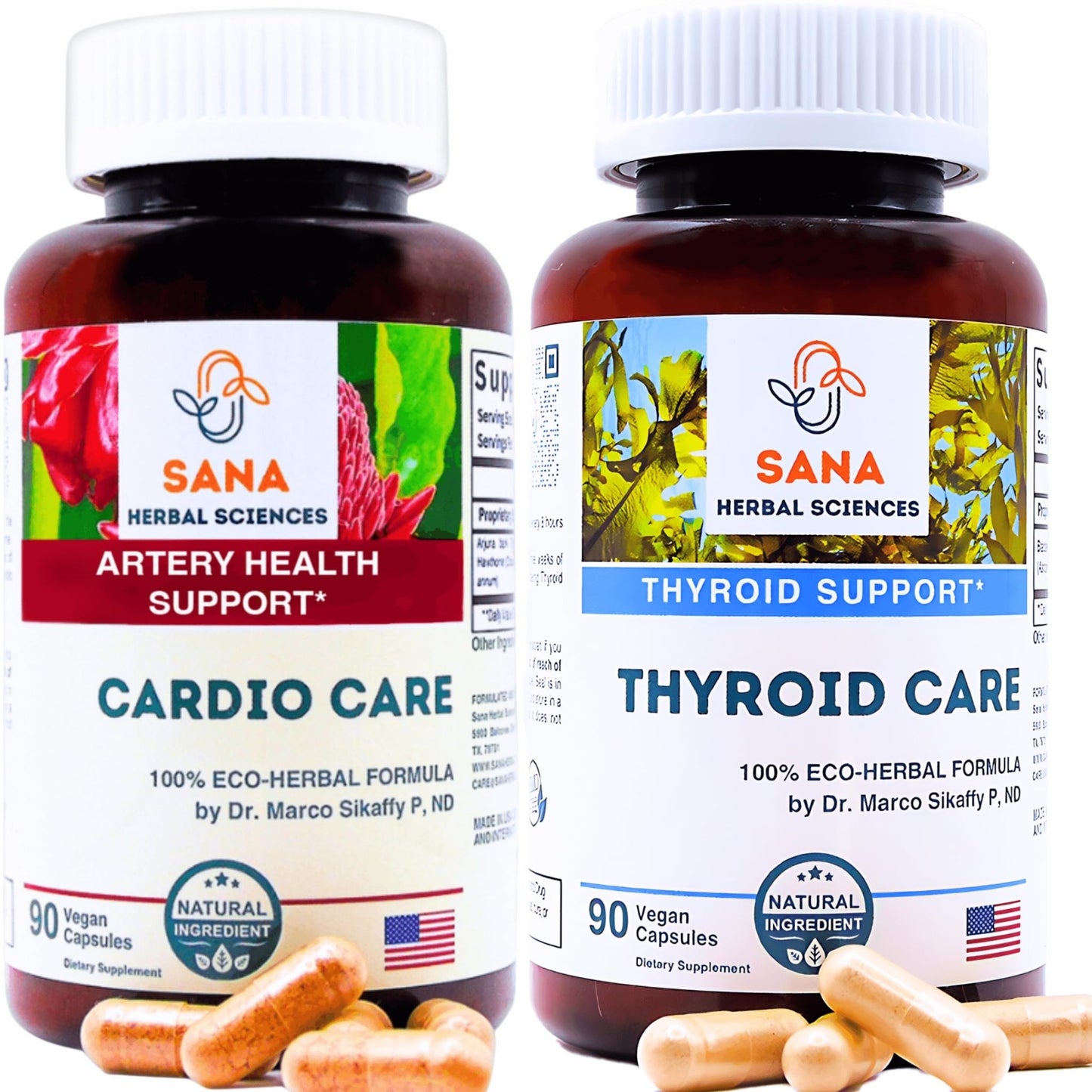 Sana Herbal Sciences Artery Plaque Removal & Sea Iodine Thyroid Support Organic Blends - dailyvitalstore