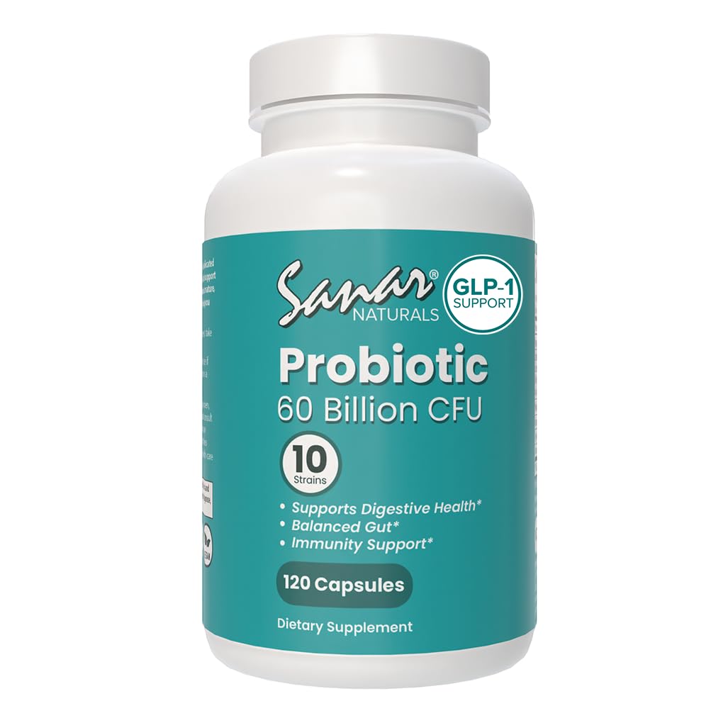 Sanar Naturals Probiotics 60 Billion CFU – Support, Digestive & Gut Health - Probiotics for Women and Men - Vegan, Non-GMO, Gluten Free, 120 Capsules - dailyvitalstore