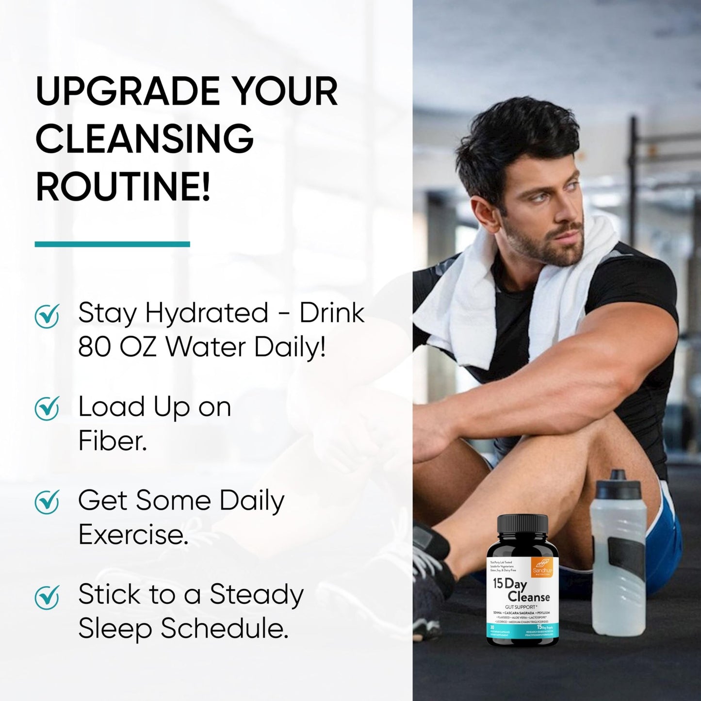 Sandhu's 15 Day Gut Cleanse Colon Detox for Women & Men| Supports Colon Cleansing & Digestive Health| Senna, Cascara Sagrada, Psyllium Husk & Probiotics - dailyvitalstore