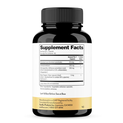 Sandhu's DIM Supplement 200 mg -60 Capsules - Diindolymethane with Ashwagandha & Bioperine Hormone Balance for Women & Men, Hormonal Acne Supplements - dailyvitalstore