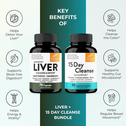 Sandhu's Liver Cleanse Detox & 15 Day Gut Cleanse Support Supplement for Women & Men | Supports Liver, Gut & Digestive Health - dailyvitalstore
