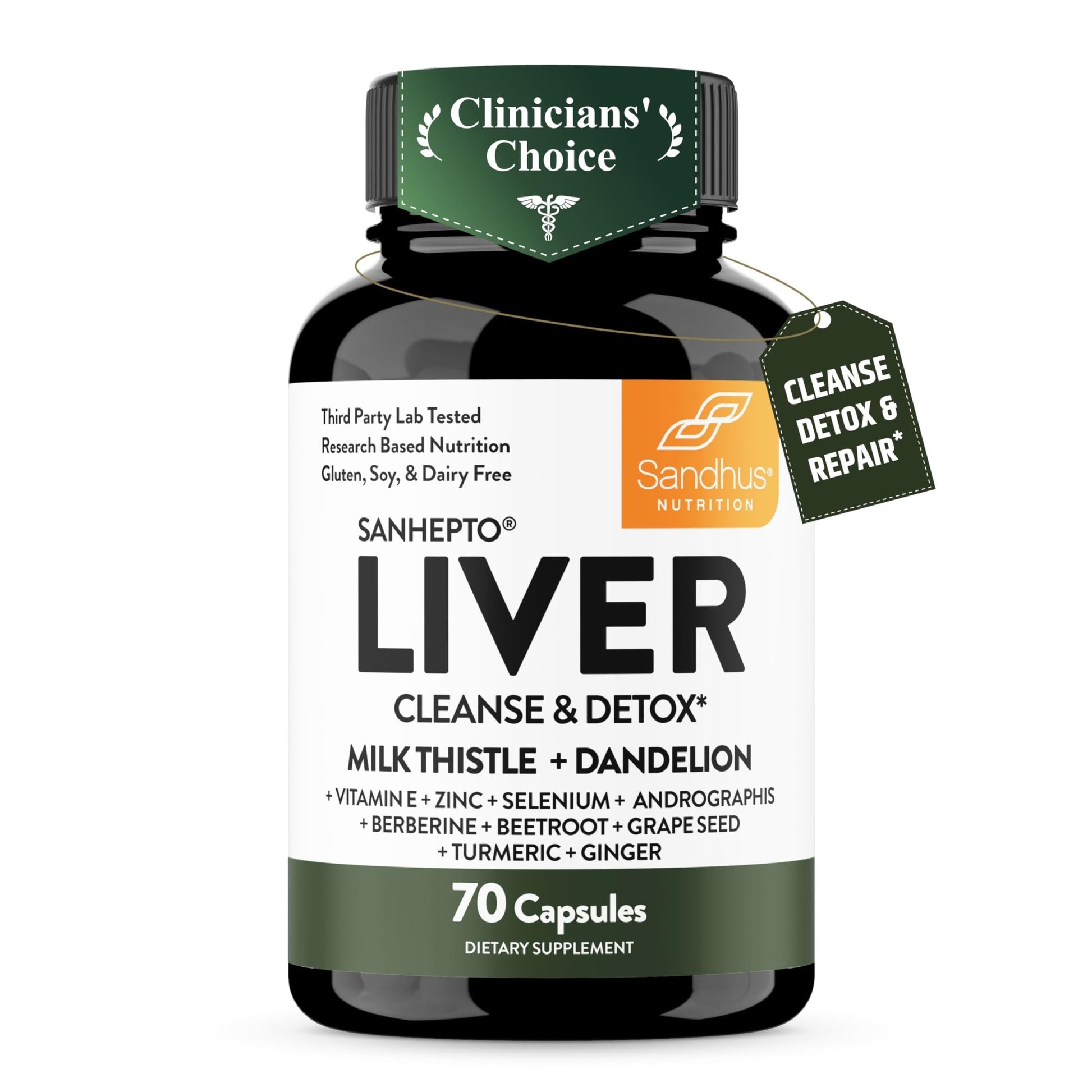 Sandhu's Liver Cleanse Detox & Repair Support Capsules with Milk Thistle & Dandelion Root | Herbal Supplement Pills for Liver Health - dailyvitalstore