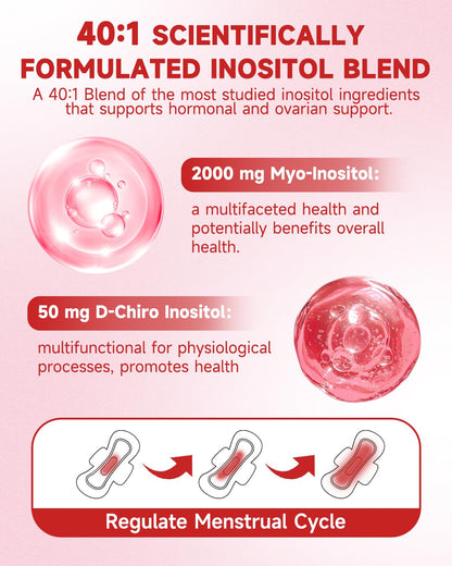 SANSICE Myo & D-Chiro Inositol Multivitamin Capsules, 2000mg Myo-Inositol & 50mg D-Chiro Inositol 40:1 Blend, Vitamin B8 Supplement for Female Hormone (120 Capsules) - dailyvitalstore