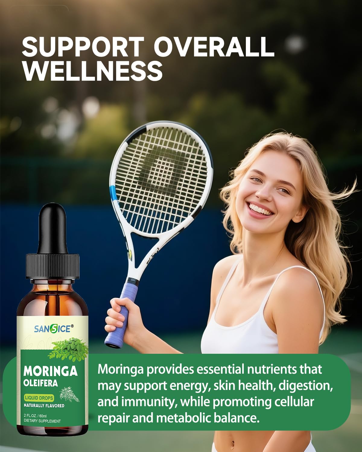SANSICE Organic Moringa Supplement, Liquid Moringa Leaf Extract for Women & Men, Lymphatic Drainage Supplement with Echinacea for Lymph System Support - dailyvitalstore