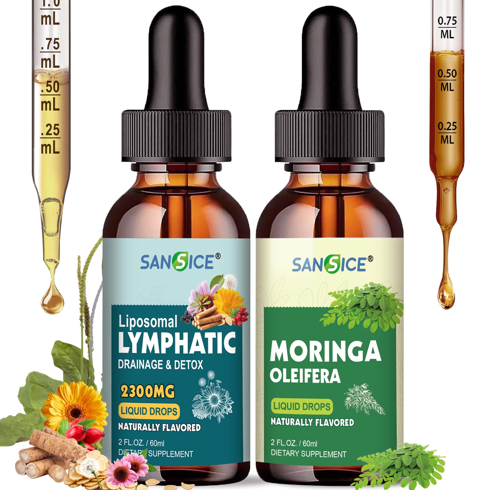 SANSICE Organic Moringa Supplement, Liquid Moringa Leaf Extract for Women & Men, Lymphatic Drainage Supplement with Echinacea for Lymph System Support - dailyvitalstore