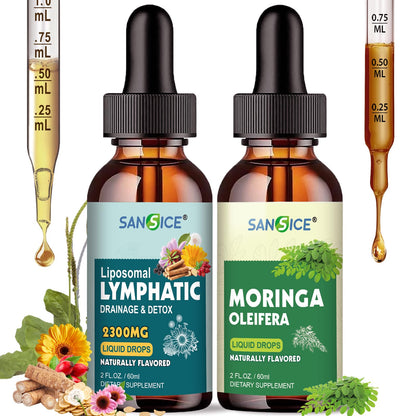 SANSICE Organic Moringa Supplement, Liquid Moringa Leaf Extract for Women & Men, Lymphatic Drainage Supplement with Echinacea for Lymph System Support - dailyvitalstore